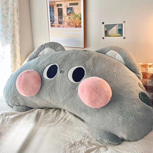 bingkeer 抱き枕 クッション ぬいぐるみ ふわふわ 猫 腰サポート 柔らかいクッション 内袋付き 多機能 横向き寝 プレゼント(グレー 約55*22cm)