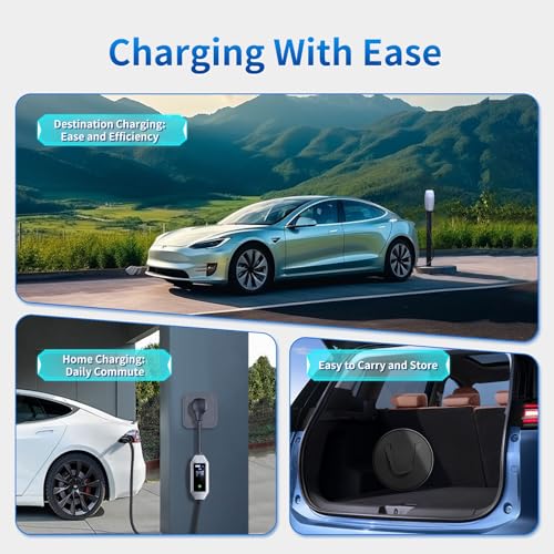 Image of Level 2 Tesla Charger 32A 240V 16.5FT Cable NEMA 14-50 Plug - Portable Home & Travel EV Charger for Tesla Models 3 /Y /S /X (NACS Compatible)