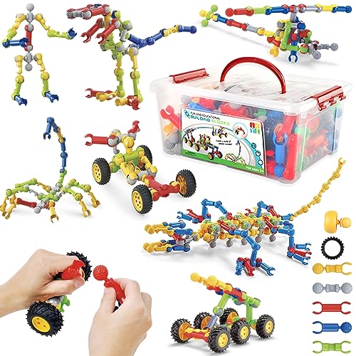 Kids Building STEM Toys, 125 Pcs Building Blocks Kit Educational Construction Engineering Learning Set for Ages 3 4 5 6 7 8 9 10 Year Old Boys Girls, Best Gift for Kid Creative Games Fun Stem Activity