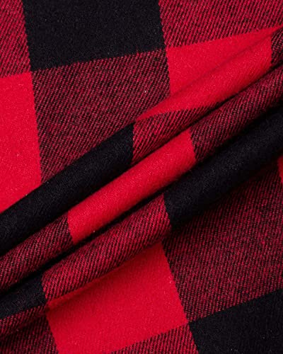 Image of Mens Flannel Pajama Pants Plaid Heavyweight Cotton PJs Bottoms Sleepwear | Soft Cozy with Pockets, Elastic Waistband Drawstring, Adjustable Length, Casual Checkered Lounge Pant, for Home Holiday Daily