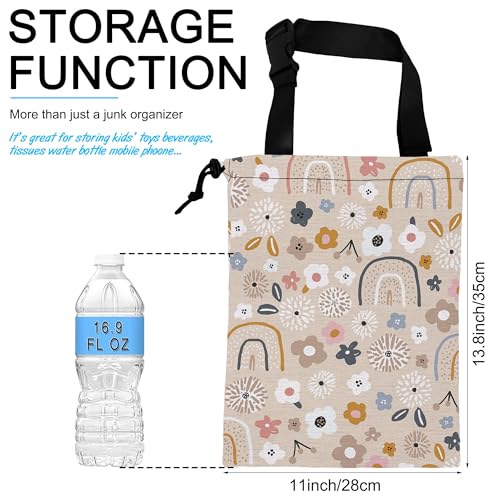 Image of Car Trash Bag Hanging Creative Floral Rainbows Car Trash Can Waterproof Garbage Bag Hanging for Car Back Seat