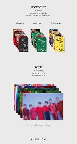 Miniatura 6 de Oneus Devil 1st Album 3 Versión SET CD+16p Letras Libro+96p PhotoBook+1p Tarjeta Oculta+2p PhotoCard+Mensaje PhotoCard SET+Tracking Kpop Sealed