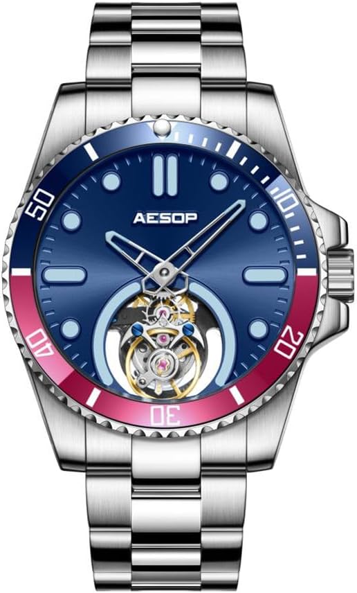 GZFCMY AESOP 男性用 ビンテージフライホイール腕時計 アナログ 手巻き機械式 両面中空ダイヤモンドウォッチ メンズ ステンレススチール サファイアクリスタル スケルトン トゥールビヨン ビジネス時計 防水 スーパールミネセンス (シルバーブルーレッド) Amazonで販売中 GZFCMY AESOP 男性用 ビンテージフライホイール腕時計 アナログ 手巻き機械式 両面中空ダイヤモンドウォッチ メンズ ステンレススチール サファイアクリスタル スケルトン トゥールビヨン ビジネス時計 防水 スーパールミネセンス (シルバーブルーレッド) Amazonで販売中