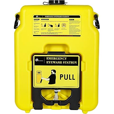 CGOLDENWALL Augenwaschstation, tragbare Notfall-Augenspülstation, Wandmontage, Sicherheits-Erste-Hilfe-Ausrüstung, 14 Gallonen, nachfüllbarer Tank Schwerkraftfluss, robuste Augenwäsche Cover