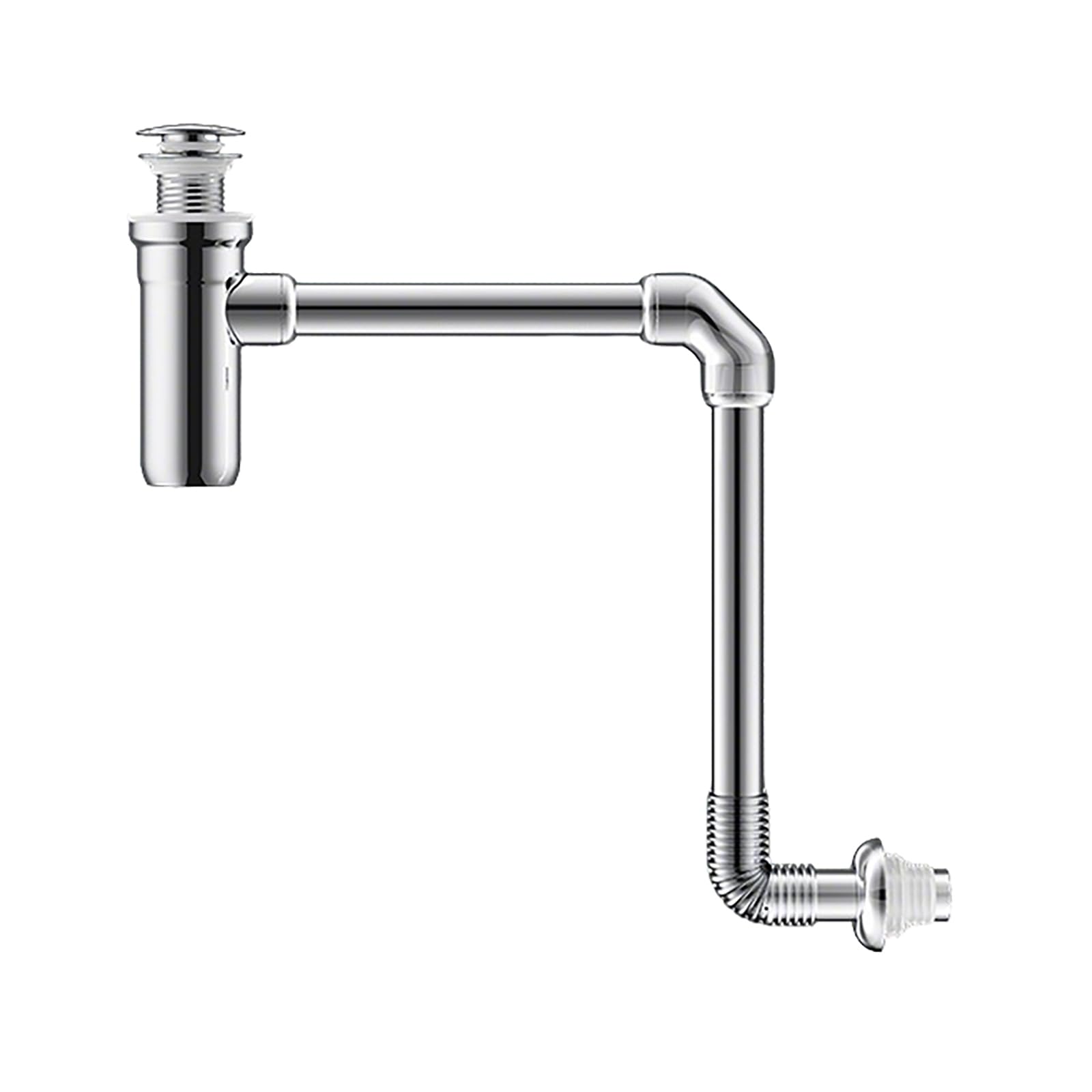 Sifon Lavabo con Rebosadero,Válvula Click Clack Lavabo,Altura Ajustable,Sifón Lavabo Flexible,Sifon Cocina Fregadero,Normalizado 11/4" Cromado,Cromado