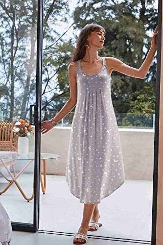 Image of Ekouaer Women's Sleeveless Nightgown Long Nightgowns for Women Full Slip Soft Nightshirt Wide Strap Sleepwear Lounge Dresses