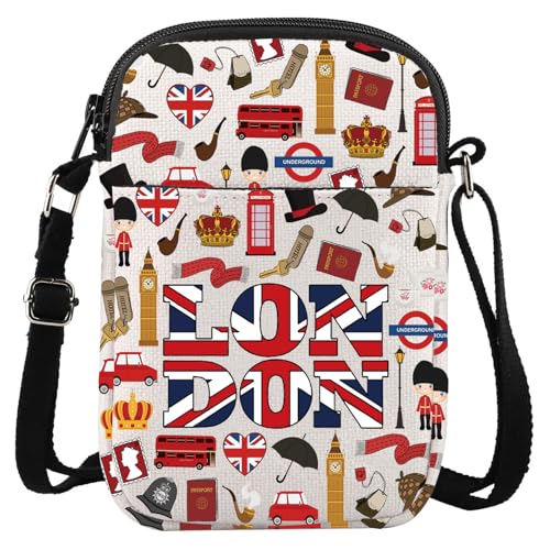 LEVLO London Travel Crossbody Bag England Trip Souvenir Gift UK London Travel Shoulder Bag UK Vacation Merch