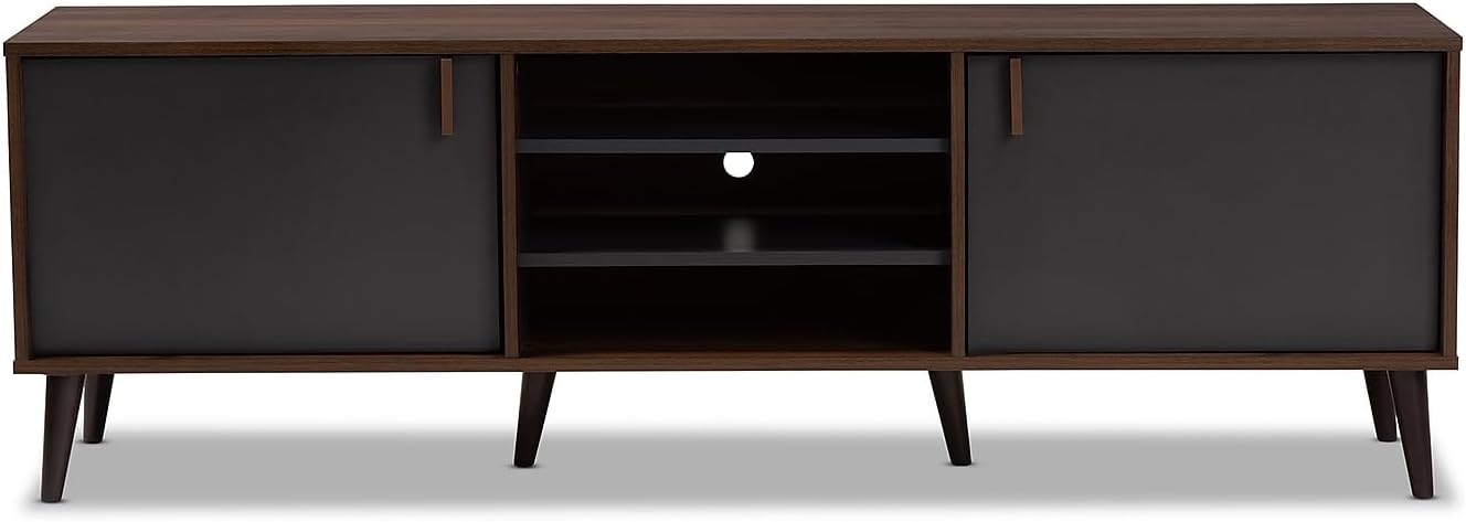 Baxton Studio Samuel Modern TV Stand in Brown and Dark Grey