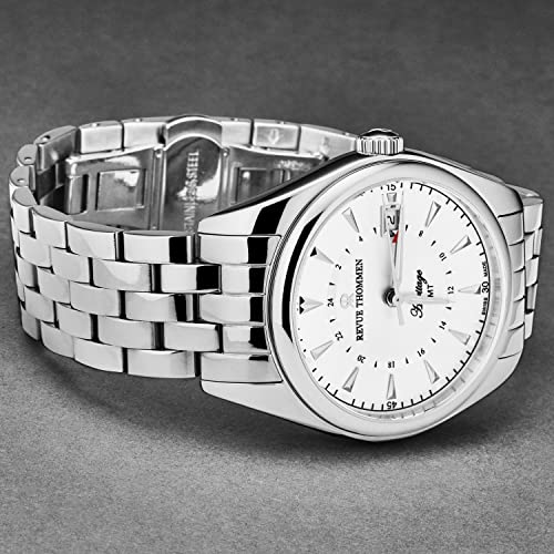 Men's 'Heritage' GMT Silver Dial Stainless Steel Bracelet Swiss Automatic Watch 21010.23322