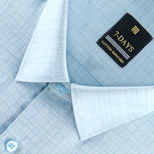 Image of 7-DAYS Premium Men's Formal Shirts - Cotton Rich, Textured Self-Design, Full Sleeve, Regular Fit, Wrinkle Resistant, with Pocket - Perfect for Office
