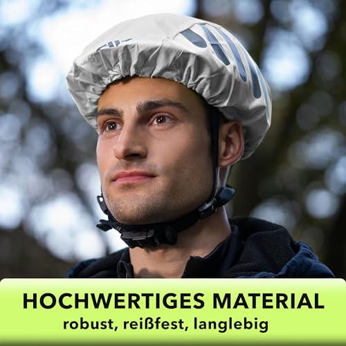 AVANA Regenschutz für Fahrradhelm Reflektoren Helmüberzug reflektierende Abdeckung wasserdichter Regenüberzug (Hellgrau)