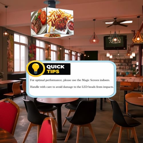 Image of P2.5 Magic Cube Indoor LED Display, 5-Sided Full-Color Programmable Digital Sign with WiFi App Control, GOB Protective Surface, Supports Text Images Videos Clock for Store Advertising
