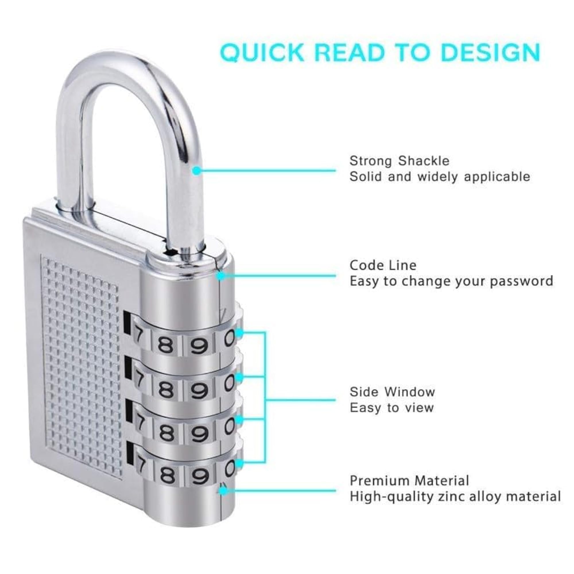 4 Digit Combination Padlock for Luggage Security