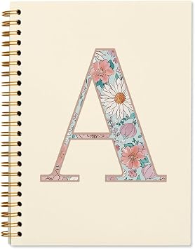 ShowDraven Initial Letter A Notebook, Personalized Gifts, Custom Notebook Journals for Writing, Monogrammed Gifts for Women, Personalized Notepads, Hardcover Spiral Notebook 5.5 x 8.3