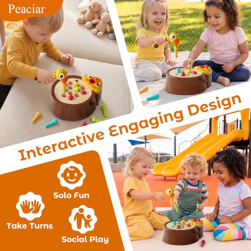 Peaciar Magnetic Bird Feeding Game - Woodpecker Worm Toy, Montessori Bug Hunt Toys for Kids Ages 3-5, Fine Motor Skills and Sensory Toddler Toys, Educational Learning Gift for Boys and Girls - Image 3