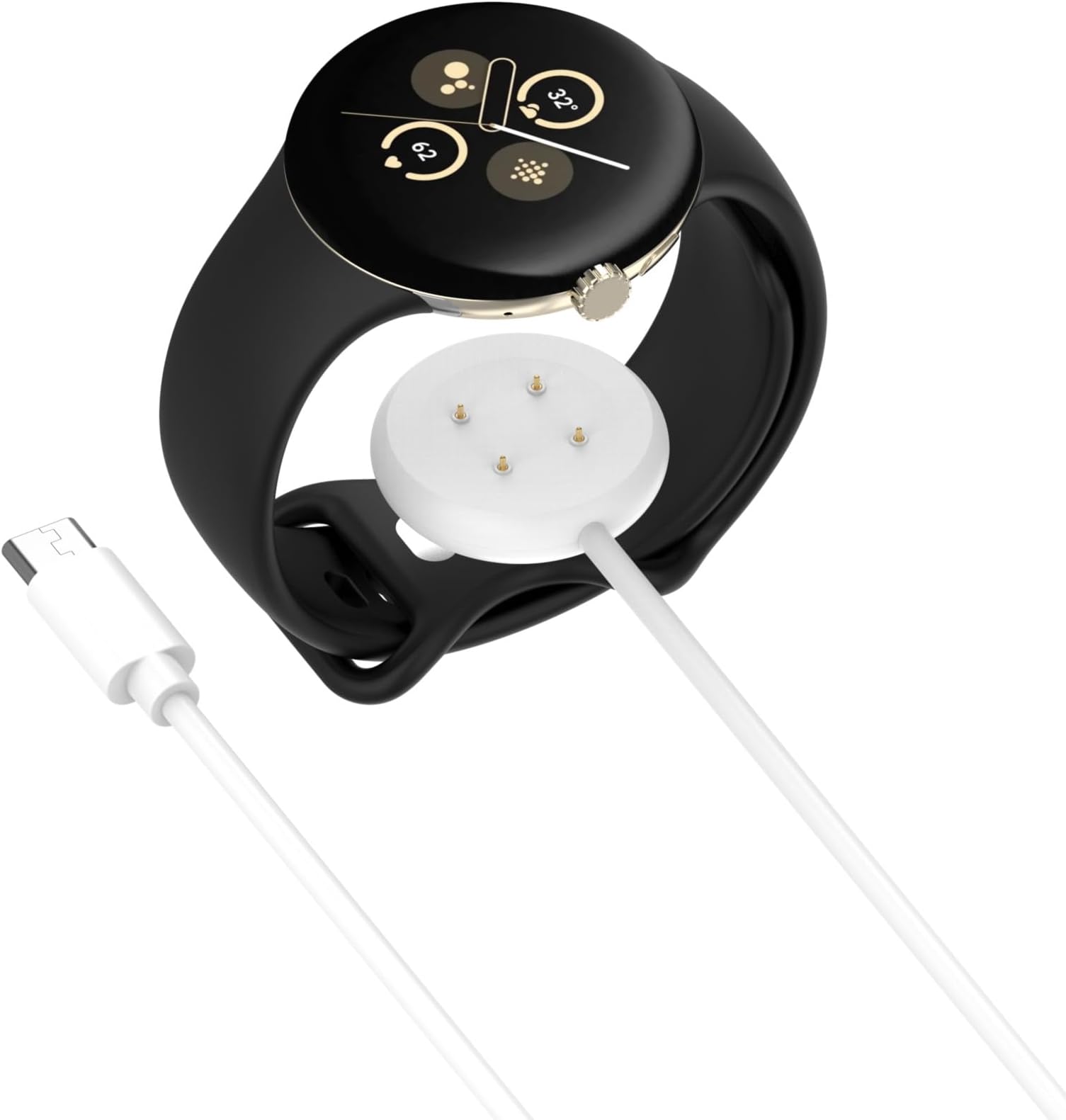 Smart Watch Charging Cable for Google Pixel Watch2/ Fitbit Ace LTE type-C Cable Magnetic Suction Charger Super Heavy Duty (White)