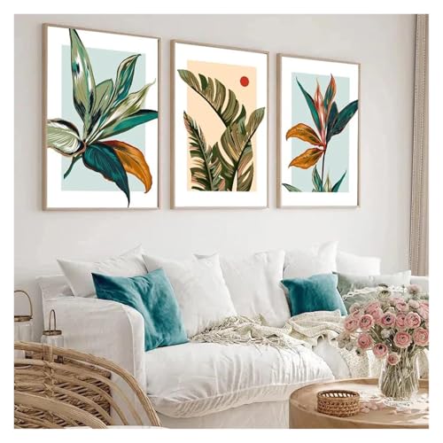 Décoration de maison moderne triptyque botanique tropical coloré - 5