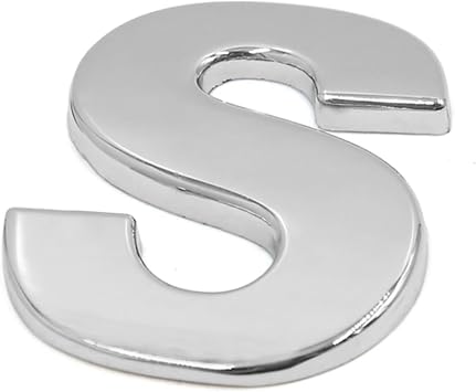 Silver Tone Metal S Letter Shaped Car Auto Exterior Emblem 3D Sticker Decor Auto Replacement Parts