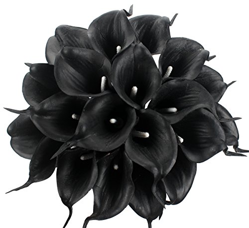 Duovlo - Bouquet da sposa in lataex, 20 pezzi, colore: nero e bianco