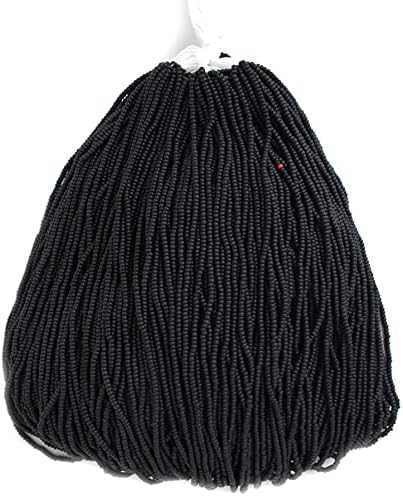 Czech Glass Seed Beads 11/0 (2.1mm Diameter) Opaque Black Matte Strung DIY Jewelry Making Beadss - 500g Bulk Bag by Preciosa (Jablonex)