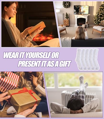 Image of Womens Fuzzy Socks Cozy Fluffy Slipper Soft Winter Warm Home Sleeping Christmas Socks