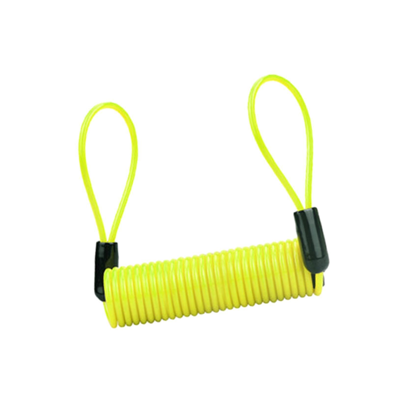 RCGOFOLLOW Motorcycle Reminder Cable Disc Lock Cable 2m Coil for Bike Security Universal Dual Loop Protects Motorcycle Disc Lock Reminder 1.2m, Yellow, 120cm