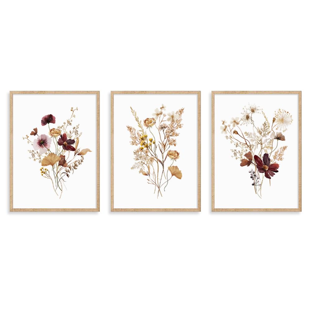 WBYZAC Botanical Posters-Boho Wildflower Watercolor Botanical Posters Wall Art Canvas Painting Print Pictures Modern Living Room Kitchen Interior Decor-60 * 80cm*3PCS (No Frame)
