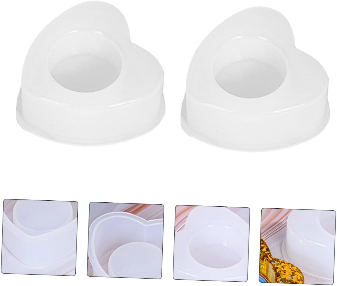TEHAUX 6pcs Heart-Shaped Candlestick Molds Silicone DIY Mold for Candle Making Supplies