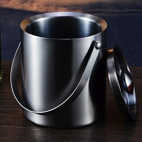 Cubeta de hielo aislante gris oscuro de 2 litros para accesorios de bar en casa 4