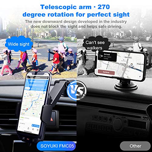 Soyuki(Safe Driving) Bluetooth Fm Transmitter Car Phone Mount,Long Arm Mp3 Player Fm Transmitters,Qc3.0 Bluetooth Radio Adapter Music Player Support Usb/Tf/Aux In Compatible With All Phones #TOP5