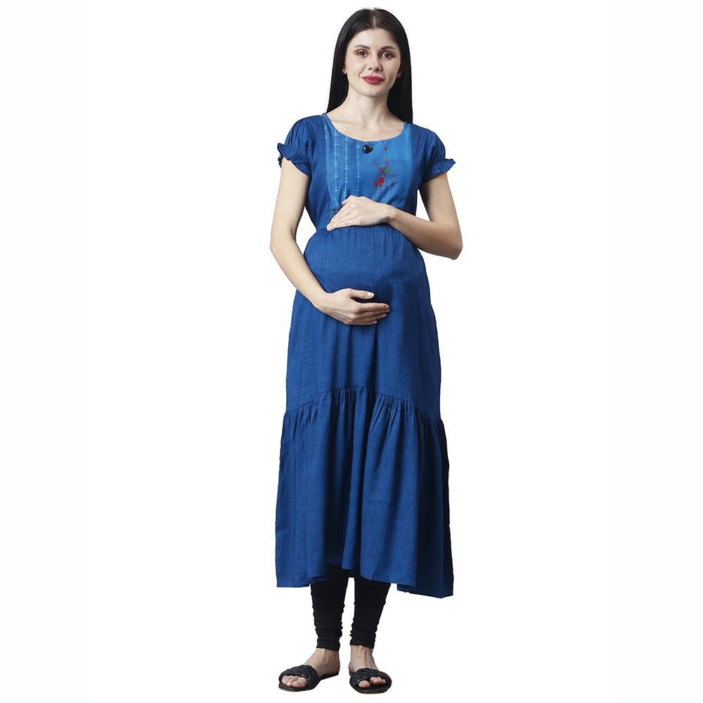 cee 18 Cotton Rayon A-Line Flaired Maternity Feeding Kurti with Zippers | Pregnancy & Breastfeeding Dress for Women-picture-32
