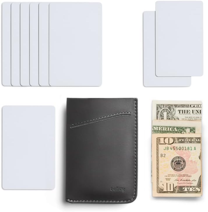 Bellroy Card Sleeve (Premium Leather Card Holder or Minimalist Wallet, Holds 2-8 Cards or Business Cards, Folded Note Storage) - CharcoalCobalt - Image 7