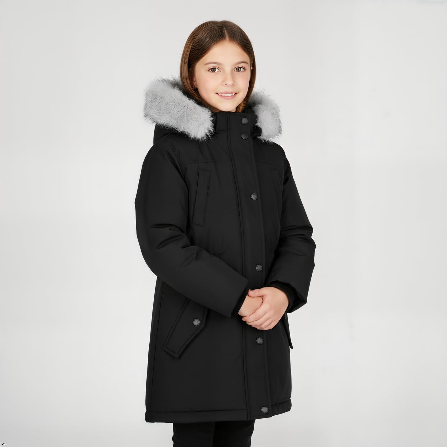 Sunny Sprout Manteau fille hiver - Doudoune capuche fourrée parka coupe-vent imperméable
