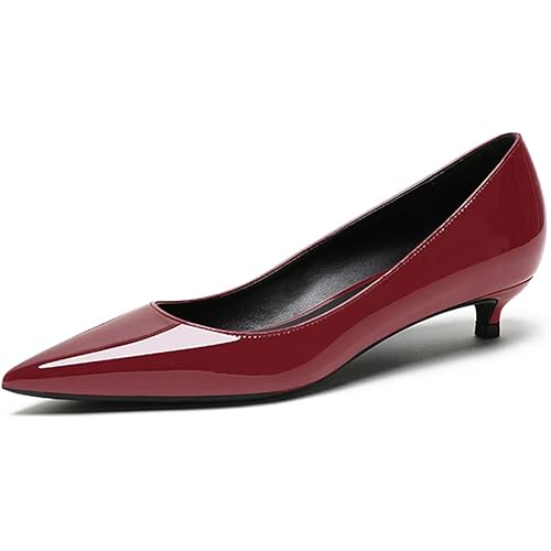 Eldof Women's Low Heel Pumps Pointed Toe Kitten Heels Slip on Comfort Pumps 1.4 Inches for Dress Party Office