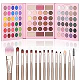 86 Colors Makeup Palette with 15PCS Brushes Set, Matte Glitter Eyeshadow, Highlighter, Blush & Contour All in One – Vibrant, Neutral & Smoky Shades – Xmas, Valentine’s & Birthday Gift Set
