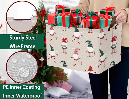 Image of Large Christmas Gifts Empty Baskets Kids Collapsible Holiday Storage Bin with Handle (Dance Gnome)