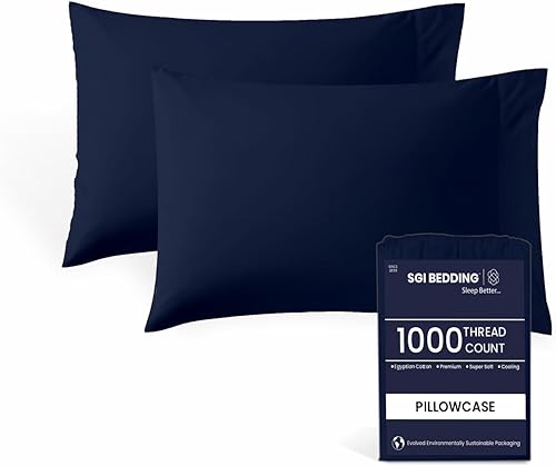 Miniatura 7 de SGI Bedding Funda de almohada de algodón egipcio de 1000 hilos, fundas de almohada tamaño King, 1000 unidades para cama tamaño King, fundas de