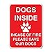 Dark Spark Decals Dogs Inside Incase of Fire Please Save Our Dogs Sign -12