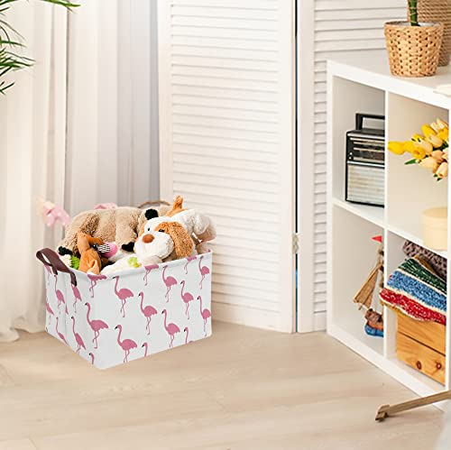 CLOCOR Rectangular Flamingo Storage Basket,Collapsible Cute Pattern Storage Bin,Waterproof Coating Storage Box with Handles,Gift Baskets, Shelf Basket (Flamingo) - Image 6