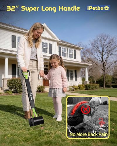 Image of Large Dog Pooper Scooper for Yard, 32 inch Long Handle, No Bending | Save Back, Heavy Duty, Powerful Jaw Grip, One-Hand Operation, Mess-Free Pickup for Grass Gravel Concrete, Easy to Rinse