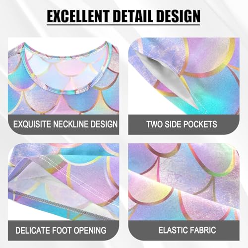 ALAZA Scale Memaid Stylish Pajamas Short Sleeve 2 Piece Sleepwear Top and Bottom Pajama Set Unisex4