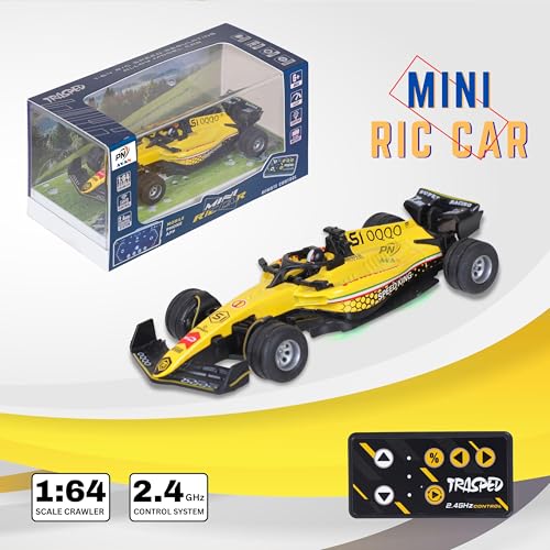 Image of Formula RC Racing Car for Kids Age 6+ Years 1:64 Scale Mini Rechargeable Remote Control Sports Car with APP Control, LED Lights, 3 Speed Modes & Type-C Charging | Formula Racer Toy Car