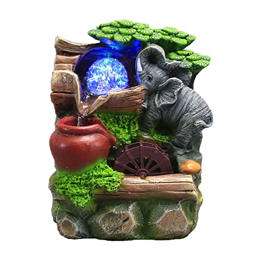 Wawliving Tabletop Fountain Indoor Small Rockery Desktop Mountain Cascading Waterfalls With Rolling Ball Waterwheel For Gift And Decoration #TOP2