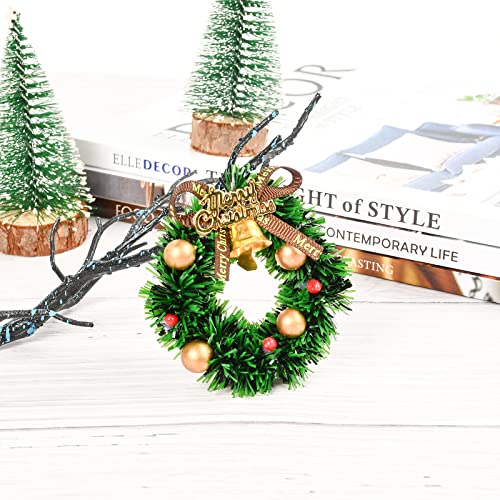 2 Stück 6cm Mini Weihnachtsschmuck Kranz, Miniatur Weihnachtskranz, Puppenstube Weihnachten Kranz Ornamente für… – Bild 6
