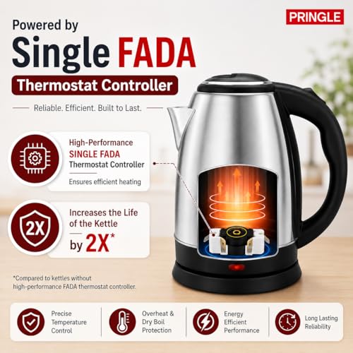 Image of Pringle Cordless Electric Kettle | Superfast Boiling | 1.5 Litres | EK-600 Dlx *Hero, Multicolour