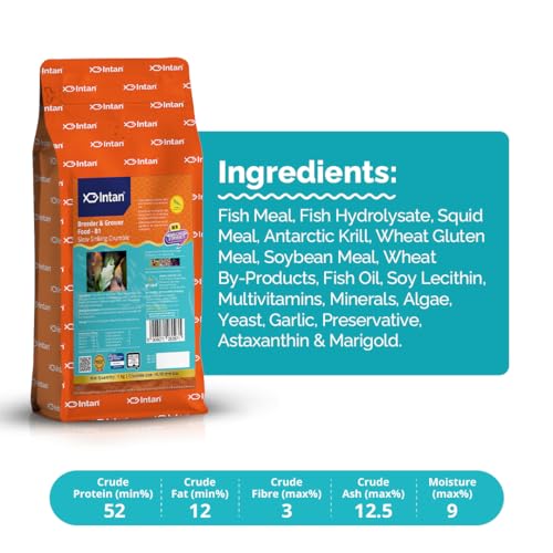 Image of Intan Breeder & Grower Food - B1 (<0.18mm Slow Sinking Crumble) | 1Kg - Highly Nutritious Ornamental Fish Food for A Range of Feed from Fry to Grow Out Stage for Viviparous & Oviparous Fish