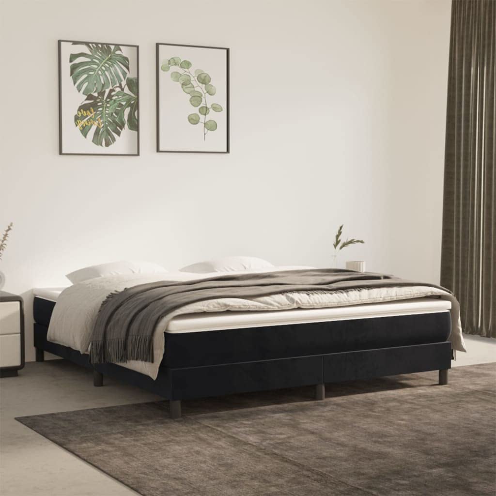 Materac ze sprężynami kieszeniowymi, średni czarny, z aksamitną poszewką 180 x 200 x 20 cm, sprężyny kieszeniowe i zimna pianka, komfort dla osób śpiących na plecach i brzuchu
