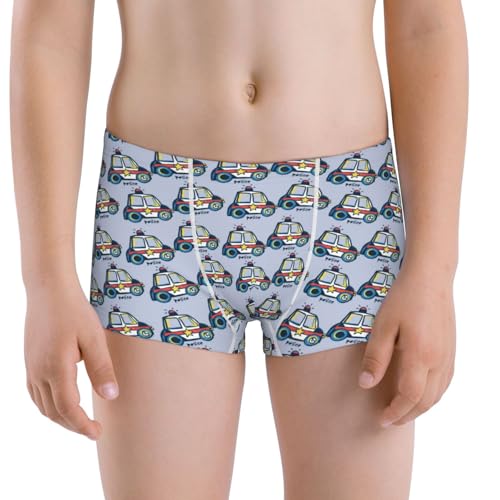 Boys' Cotton Boxer Brief Soft Underwear-Police Car