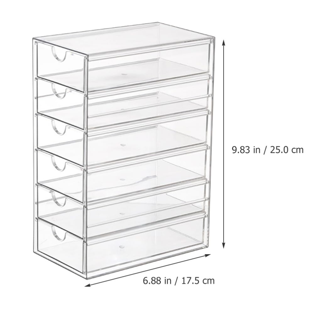 Alipis Scatola Portaoggetti Da Scrivania in Plastica Con Coperchio - Organizzatore Per Trucchi 6 Cassetti Trasparente Portaoggetti