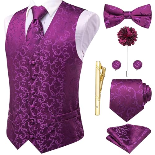 Hi-Tie Silk Mens Suit Vest Set with Tie and Accessories